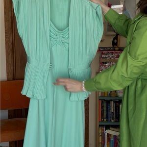 Mint Green Maxi Dress with Shrug
